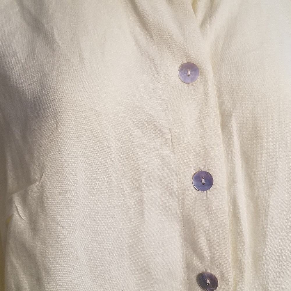 100% Linen Plus Size Button Down Blouse - image 2